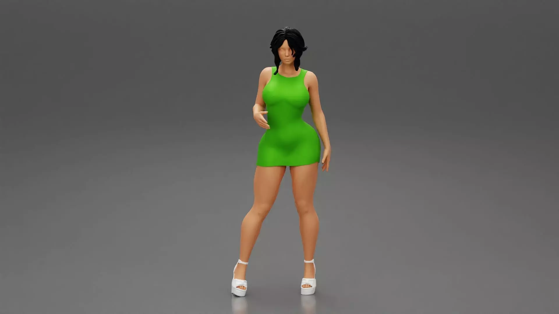 Young woman in mini dress 3D print model
