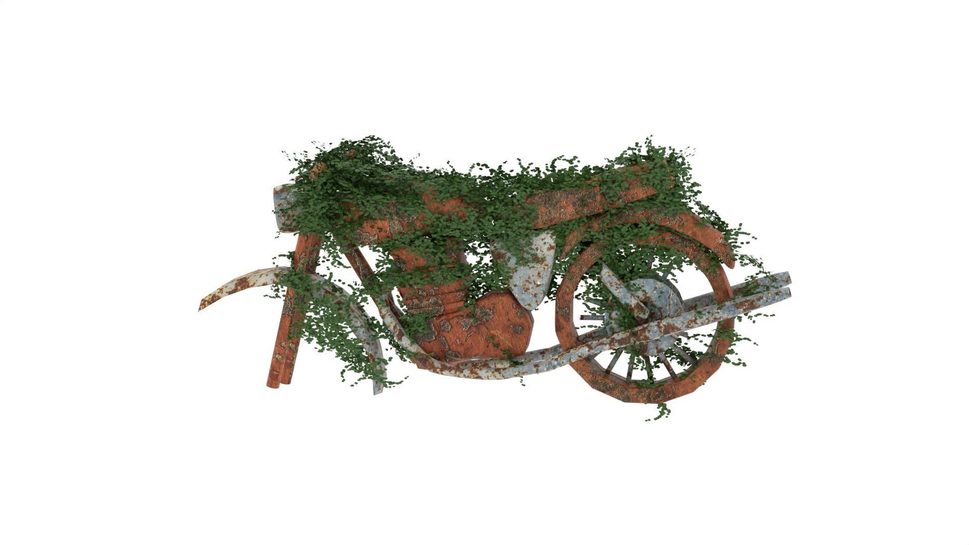 Damaged Rusted Motorcycle 3D model_2