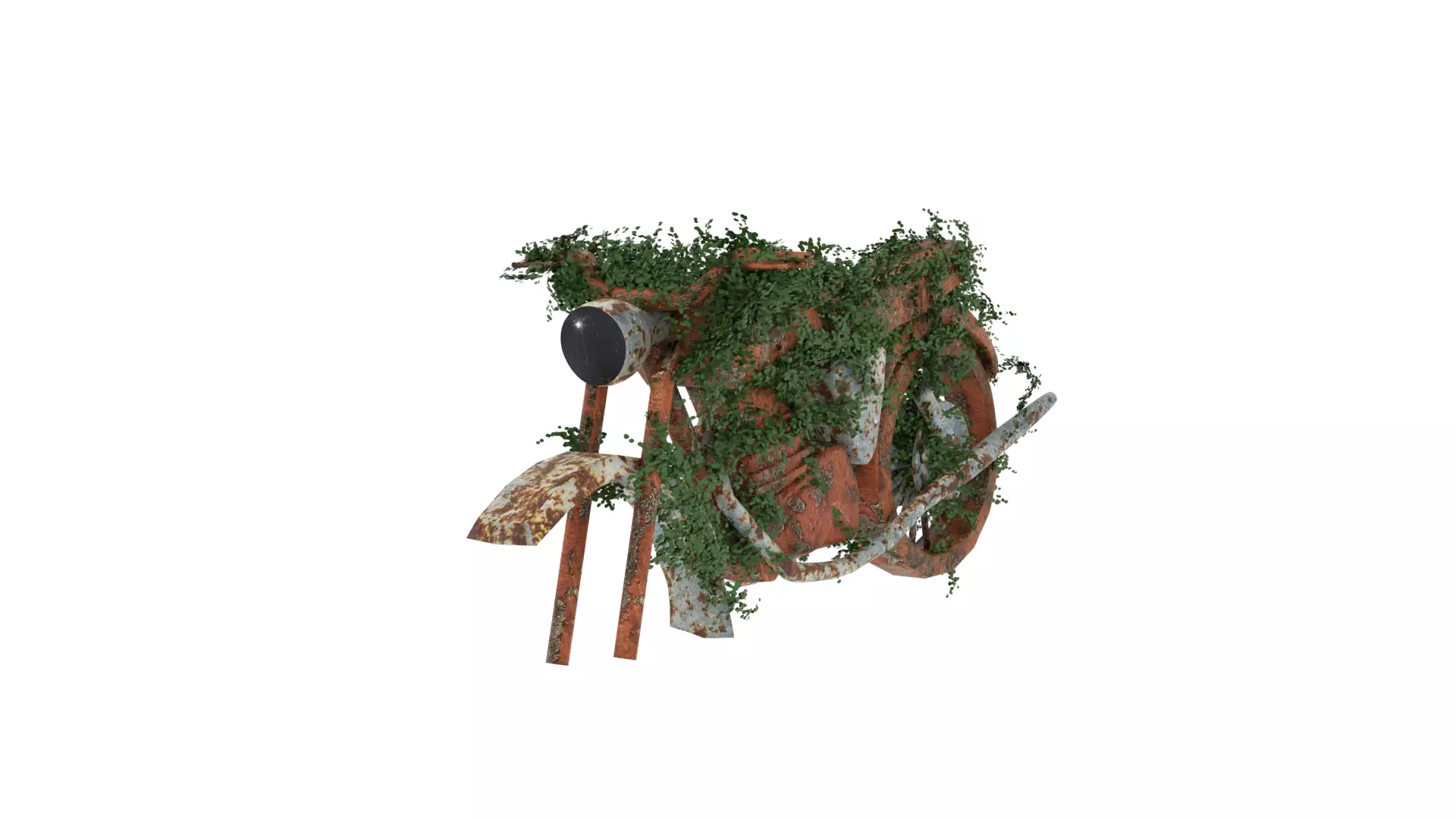 Damaged Rusted Motorcycle 3D model_0