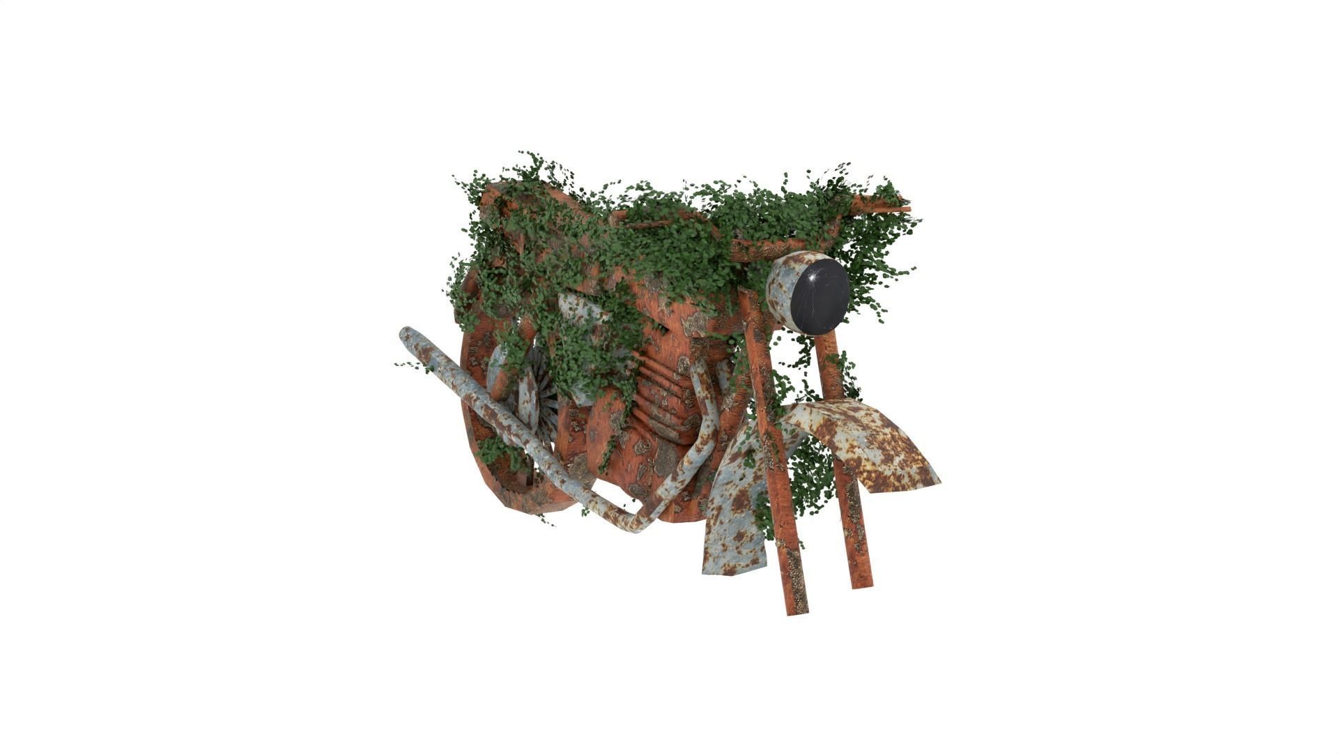 Damaged Rusted Motorcycle 3D model_1