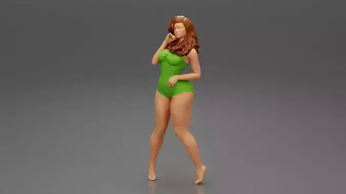 Girl With Long Hair In A Swimsuit Posing