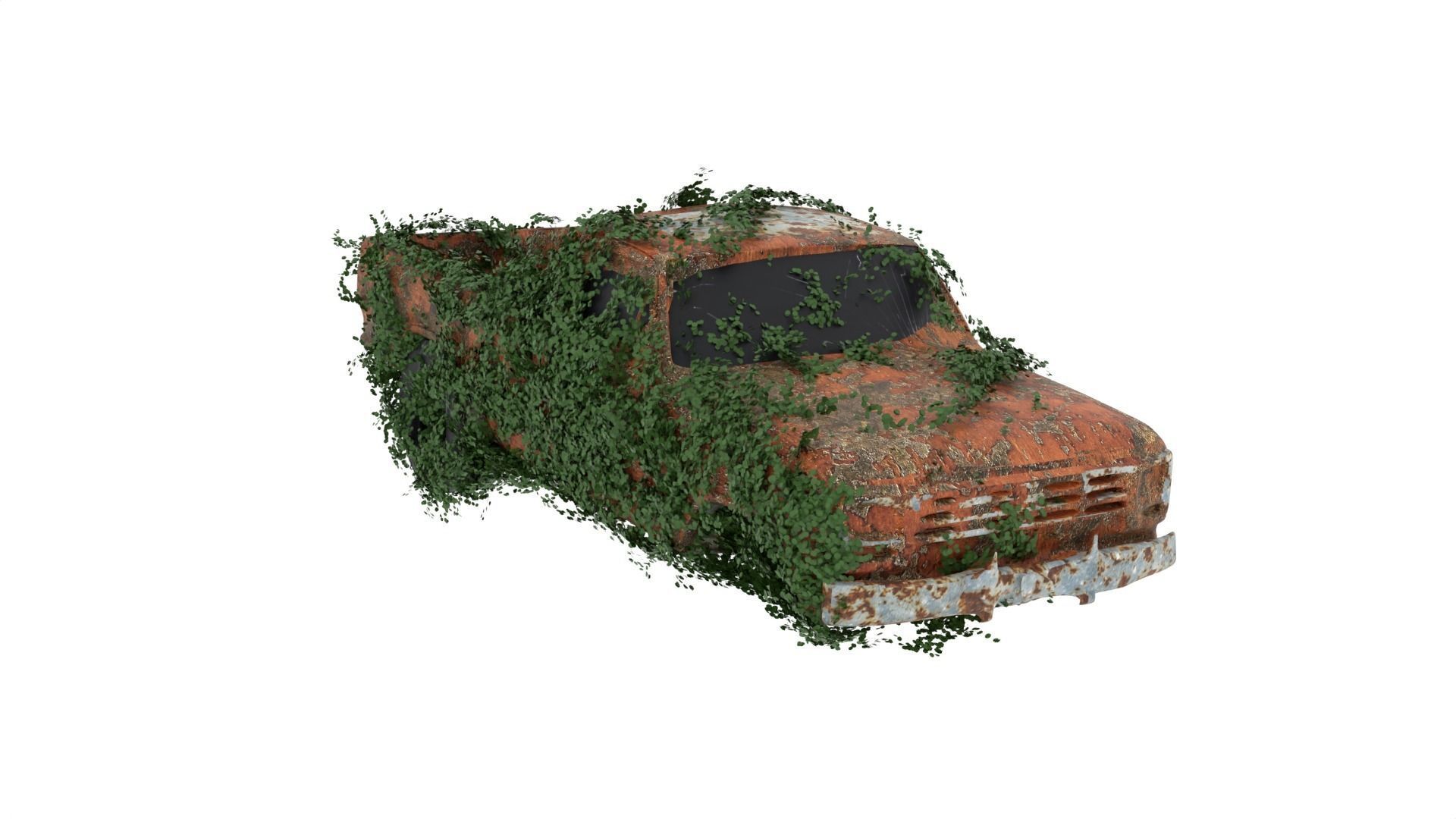 Damaged Rusted Pickup  3D model_1
