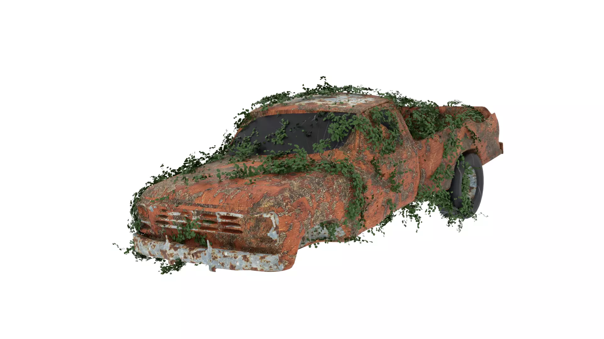 Damaged Rusted Pickup  3D model_0