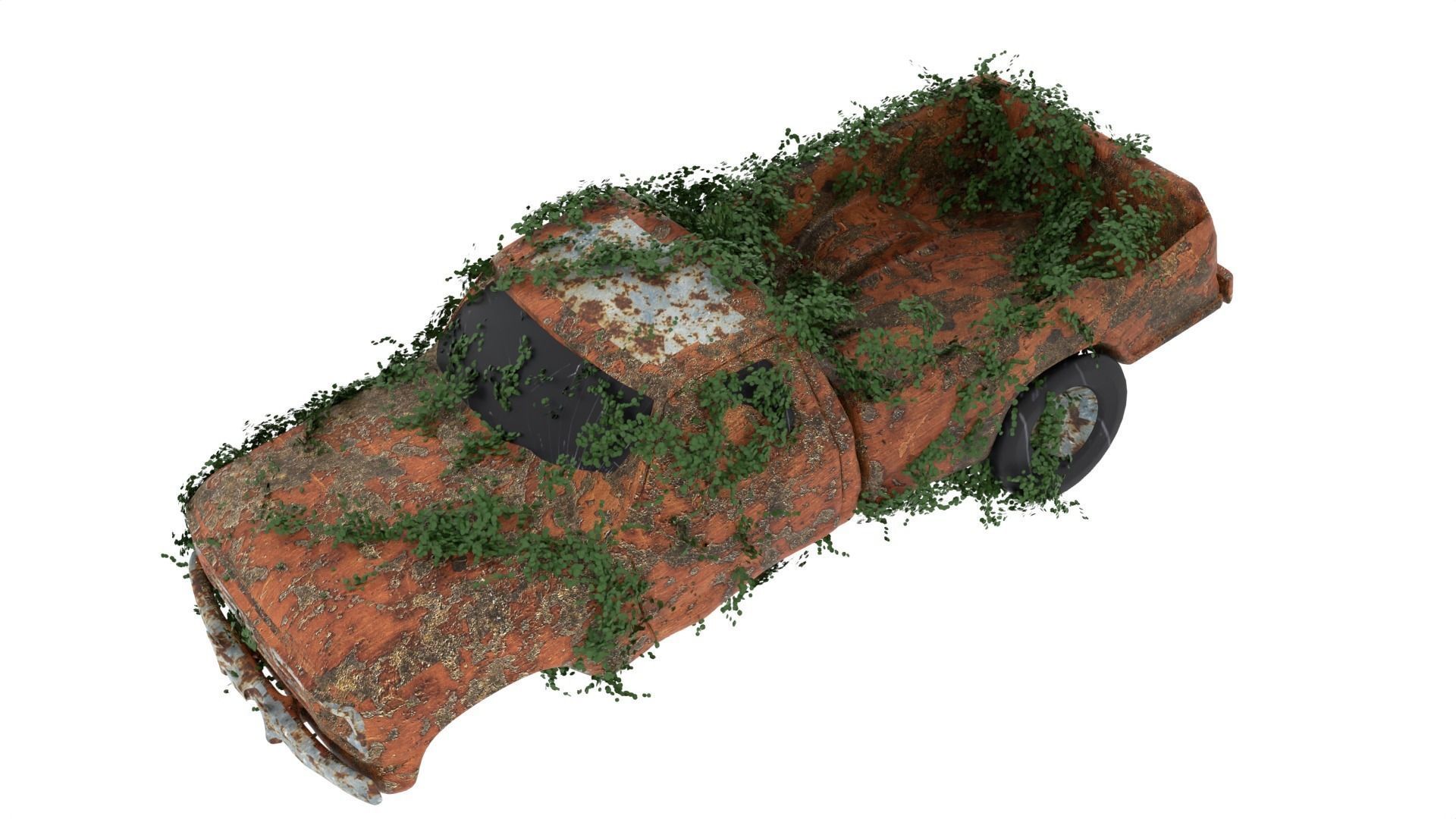 Damaged Rusted Pickup  3D model_3