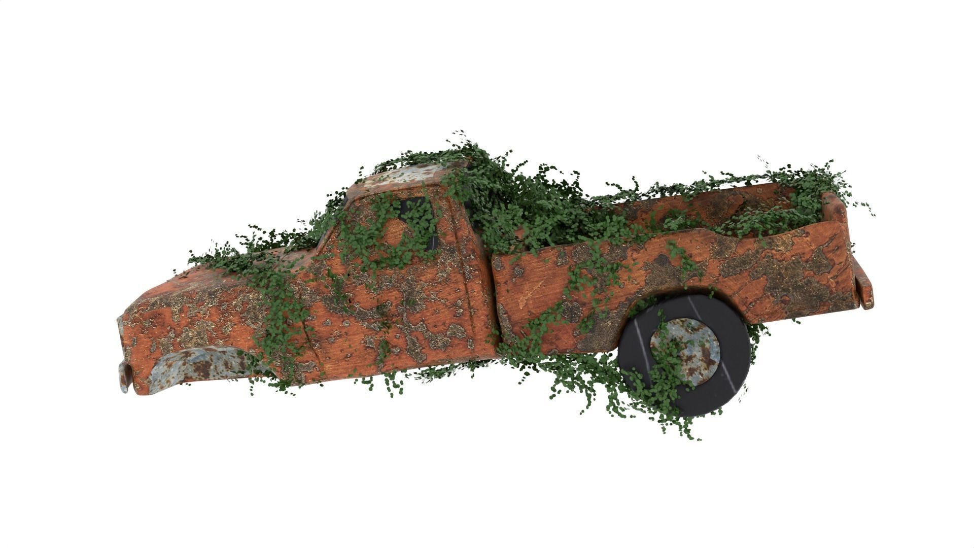 Damaged Rusted Pickup  3D model_2