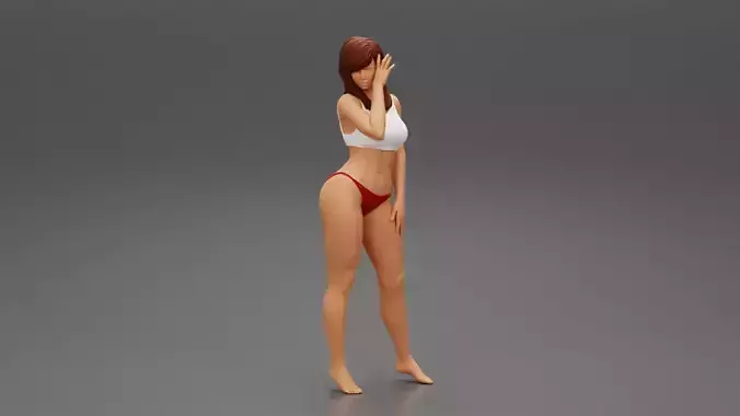 Beautiful slim body of mid adult woman wearing bra and bikini