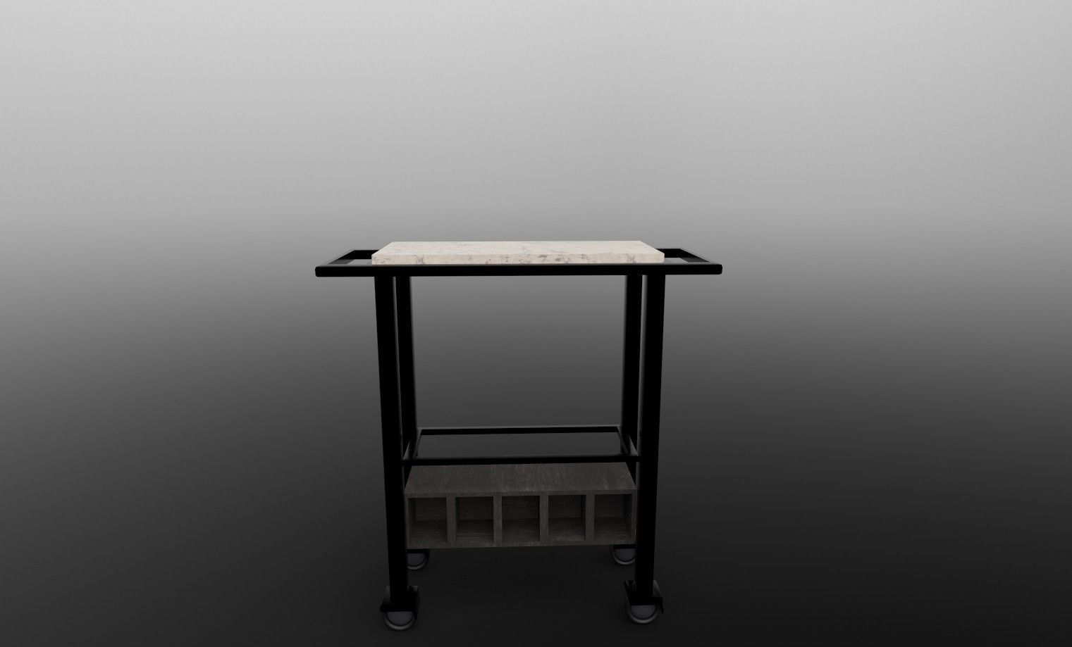 table with marble top Low-poly 3D model_1