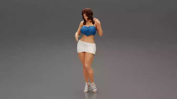 Sexy woman in short and high heels