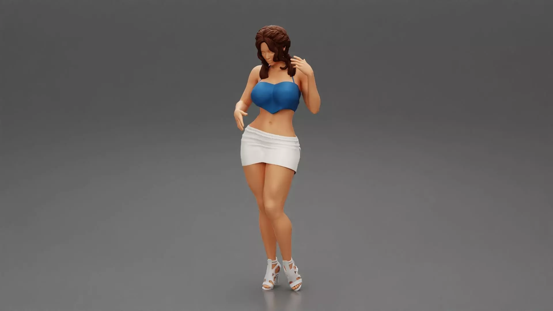 Sexy woman in short and high heels 3D print model