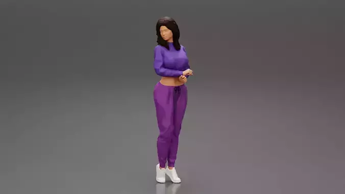 Beautiful girl in sporty outfit standing