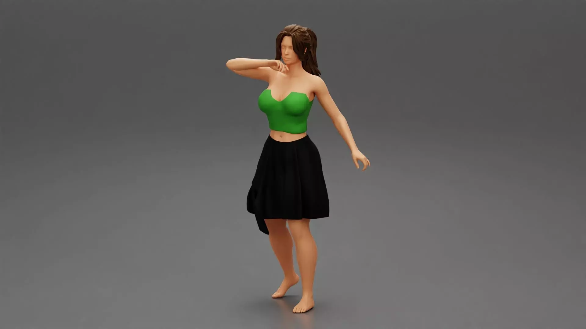 Young Woman in a Black Skirt and shirt 3D print model