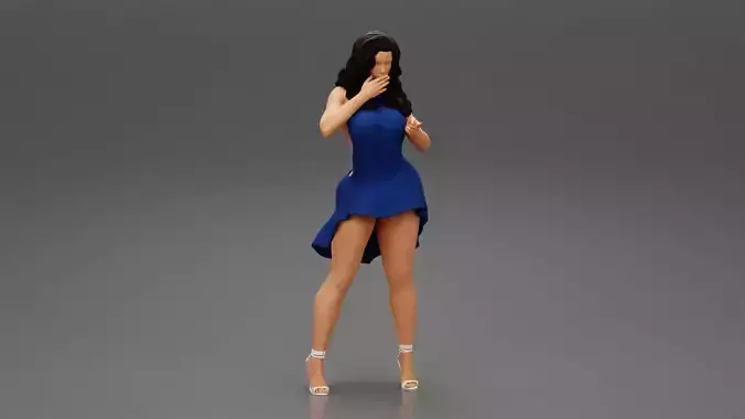 Sexy girl in fashion dress with long hair