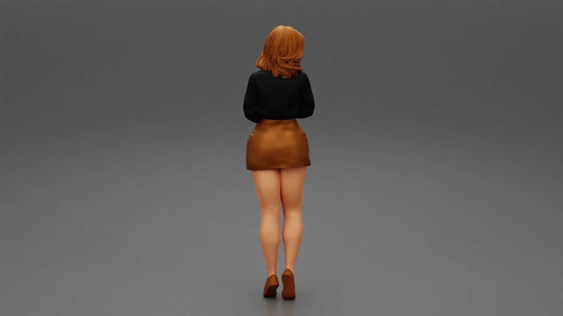 Surprised Young Woman in Mini Skirt and sneakers 3D print model_2