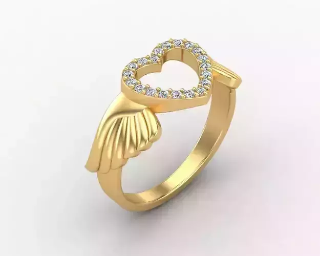 heart ring wing 3D print model