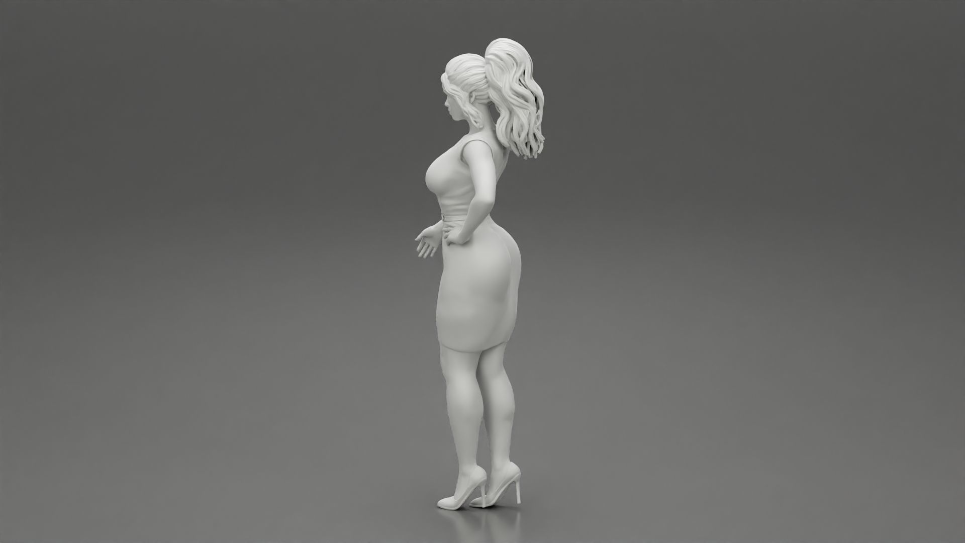 Secretary in red dress in office 3D print model_11