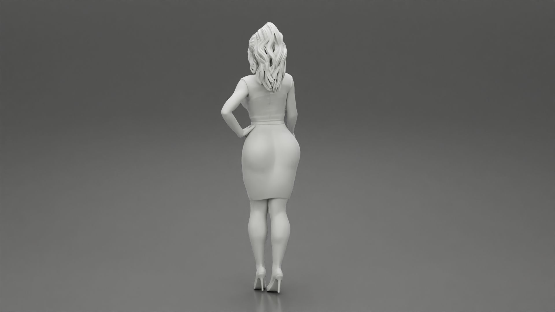 Secretary in red dress in office 3D print model_10