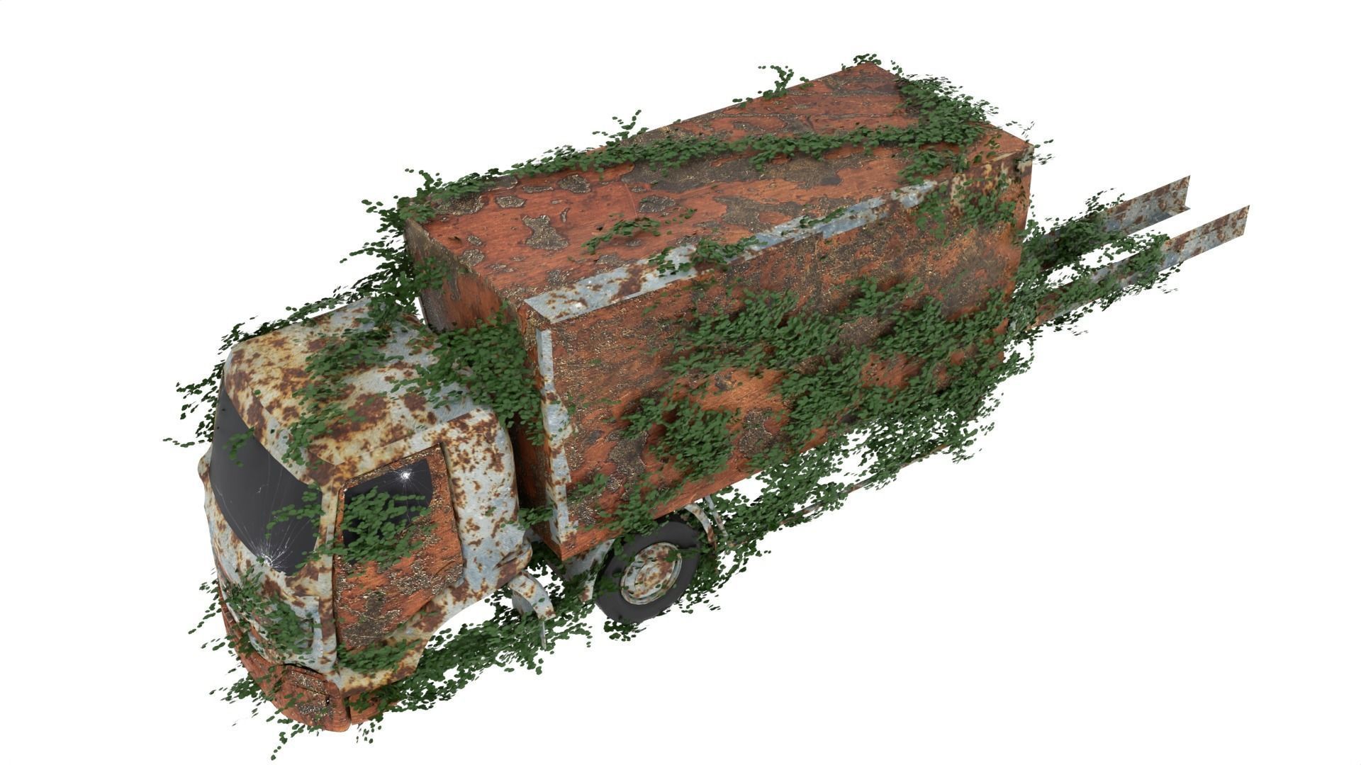 Damaged Rusted Truck 3D model_3