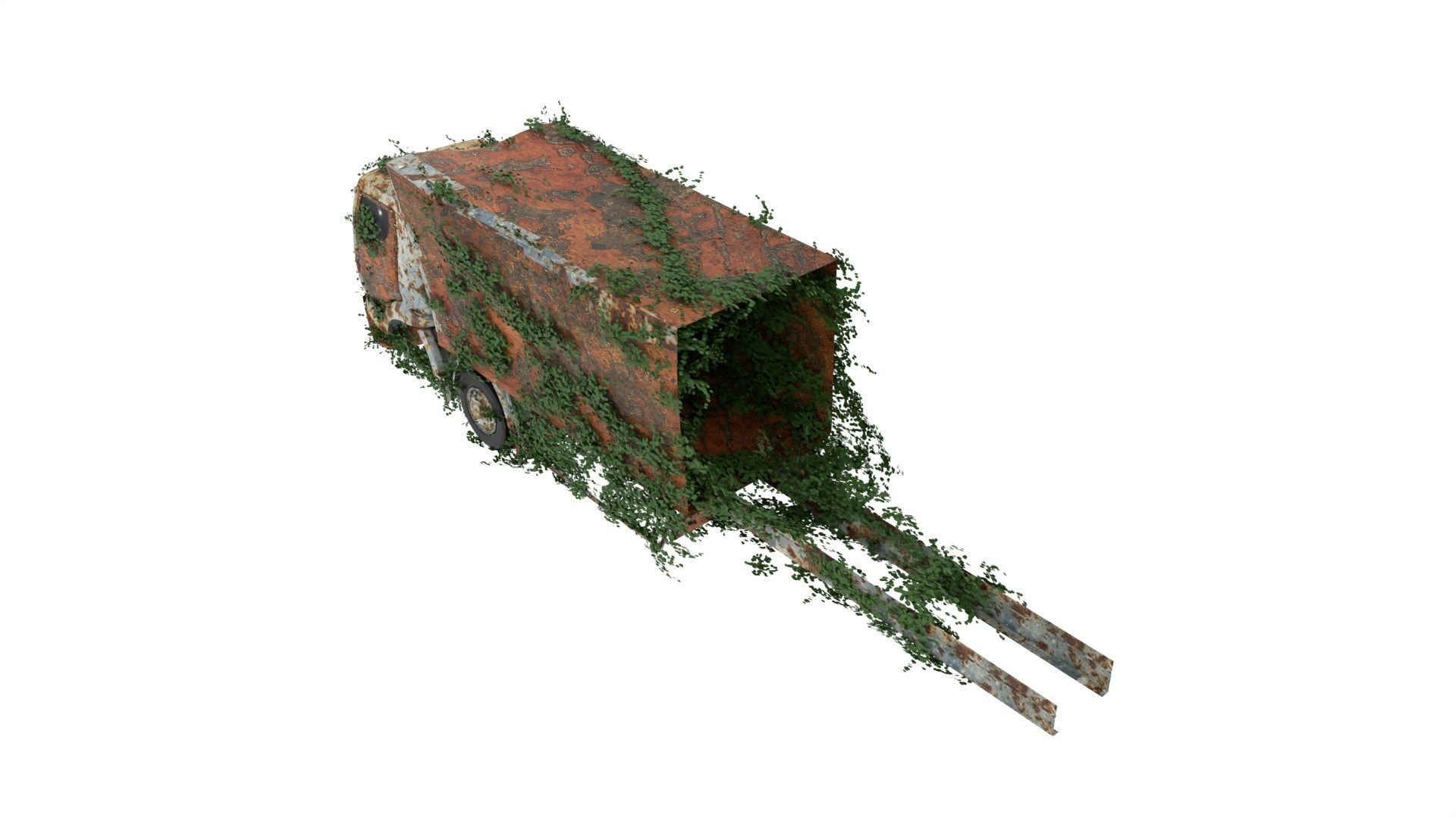 Damaged Rusted Truck 3D model_7