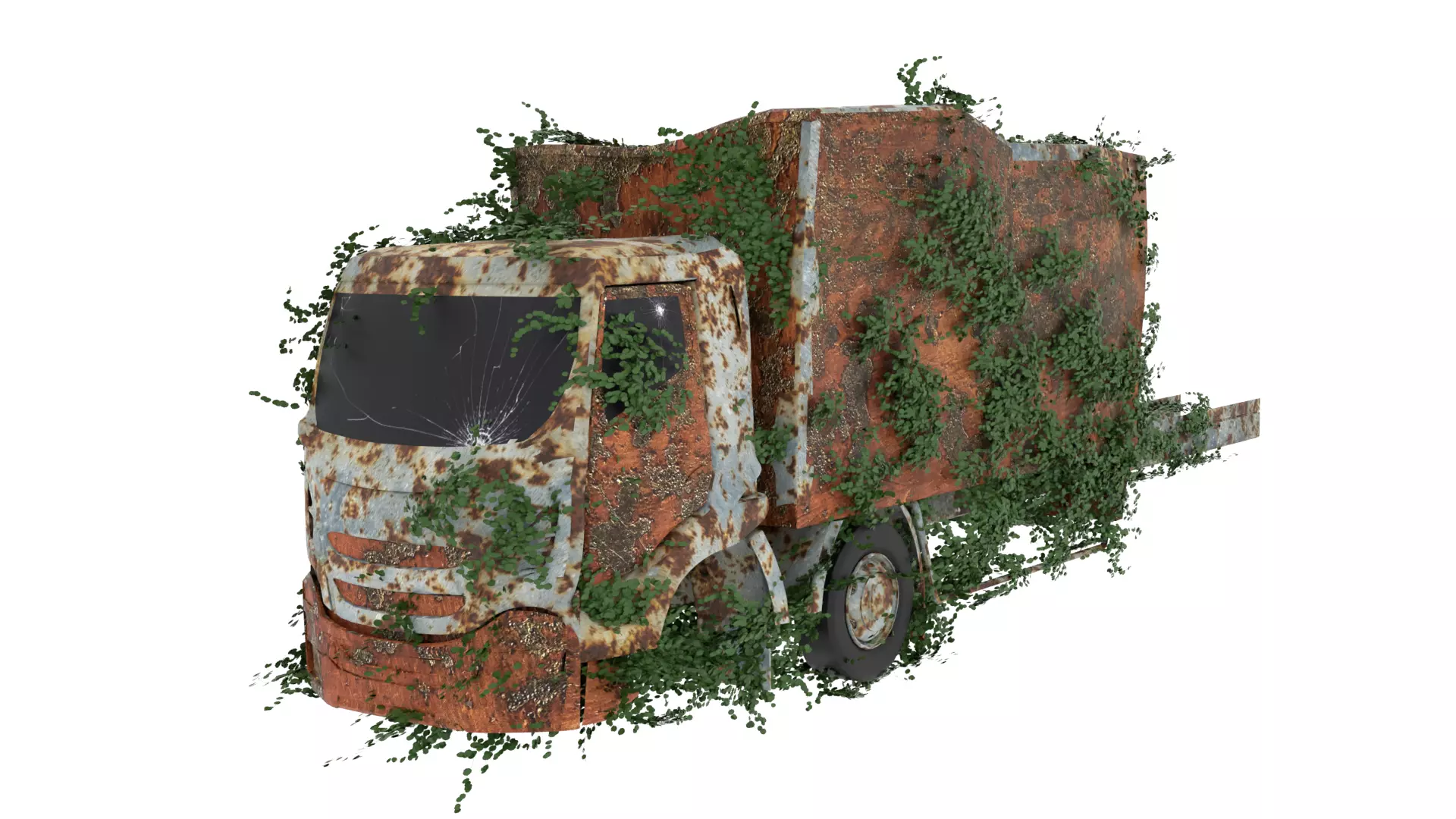 Damaged Rusted Truck 3D model_0