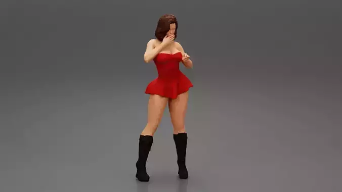 Sexy woman posing in mini skirt dress