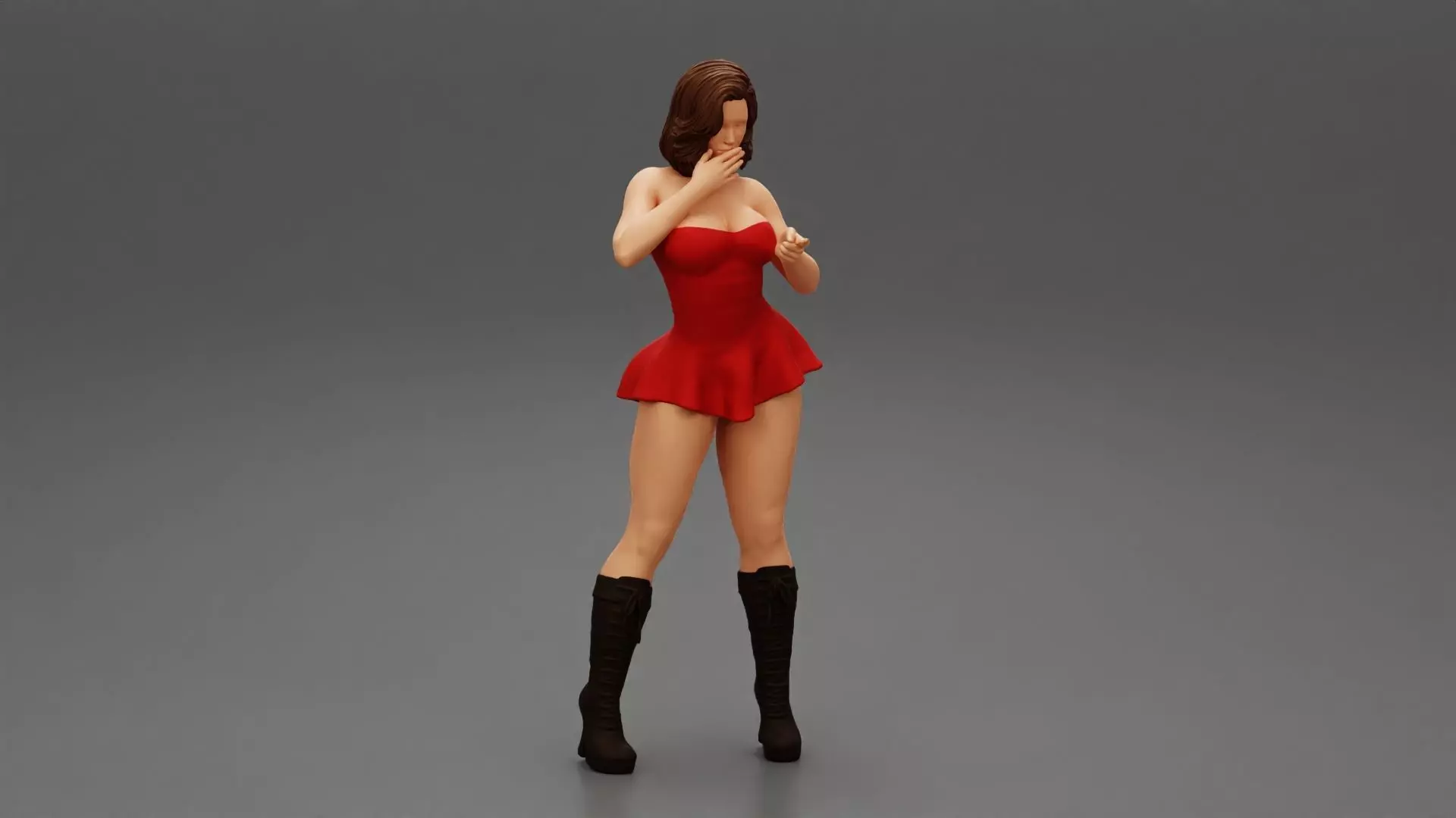 woman posing in mini skirt dress 3D print model