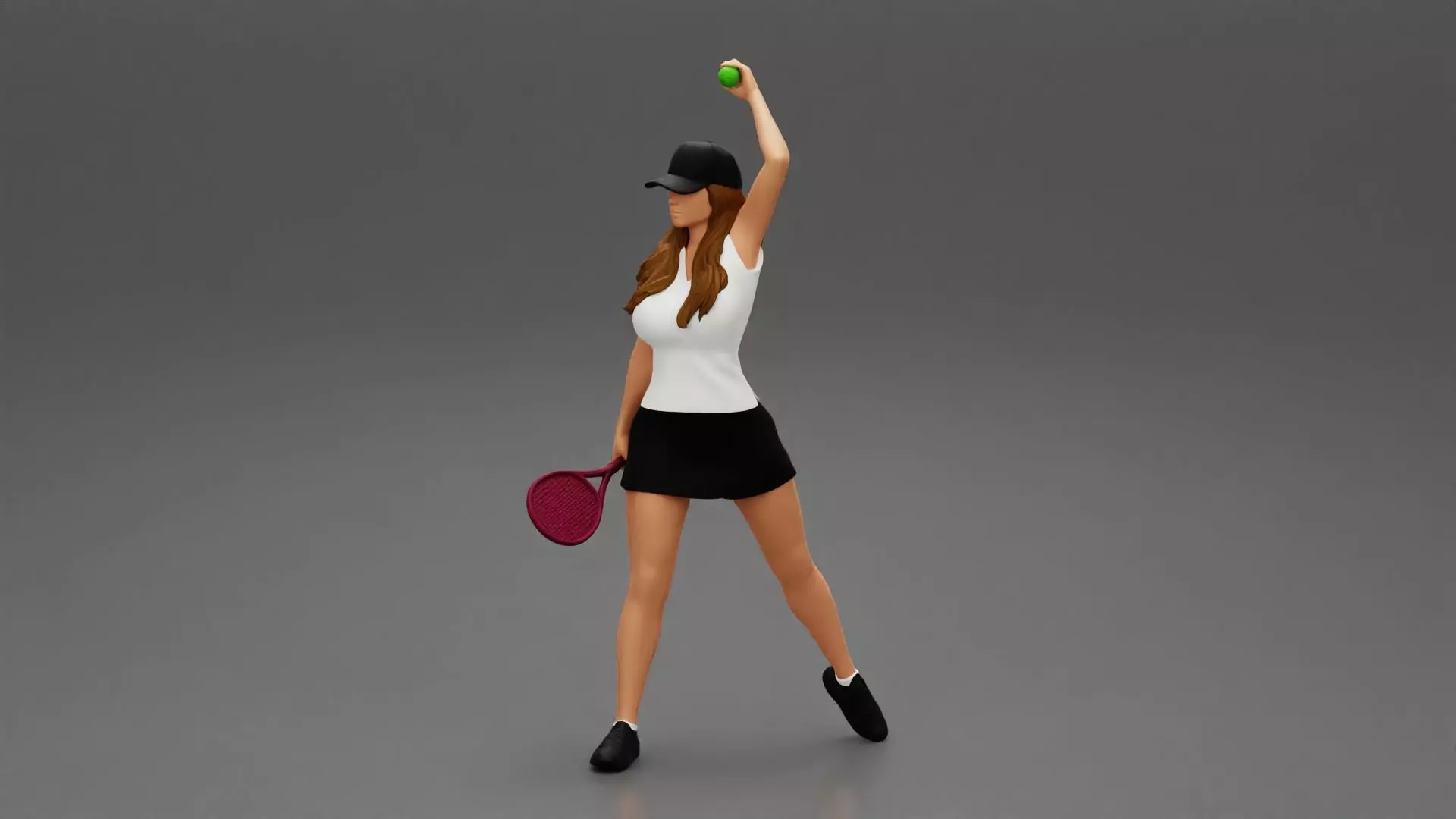 woman throwing tennis ball 3D print model