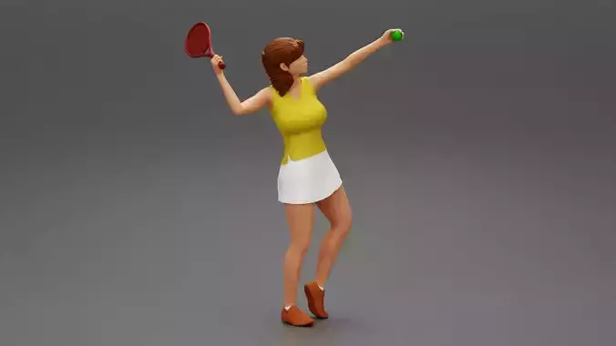 Woman playing tennis giving service throwing ball