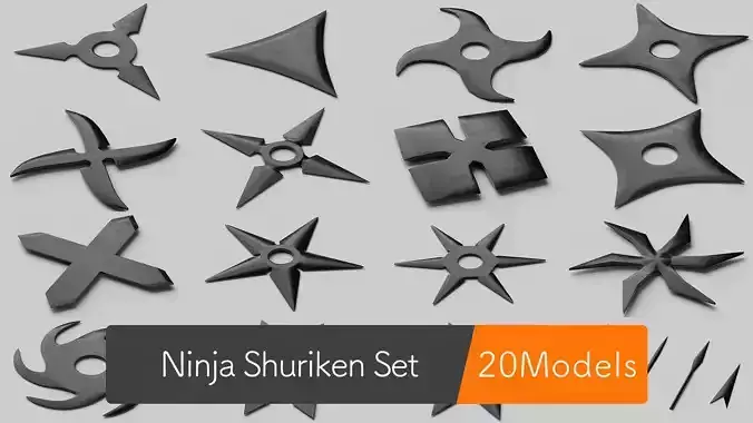 Ninja Shuriken Set 3D model