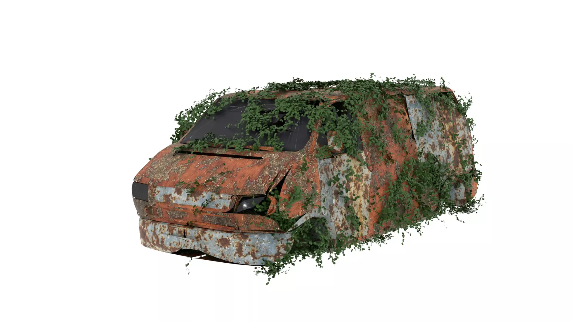 Damaged Rusted Suv 3D model_0