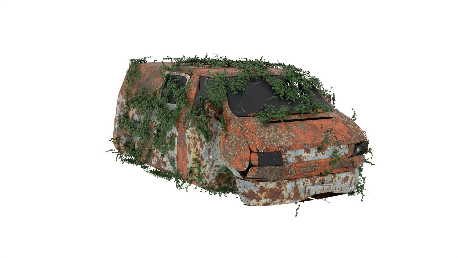 Damaged Rusted Suv 3D model_1