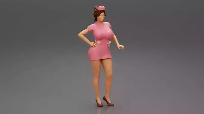sexy nurse standing in a pink outfit