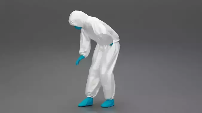 man wearing antivirus suit taking
