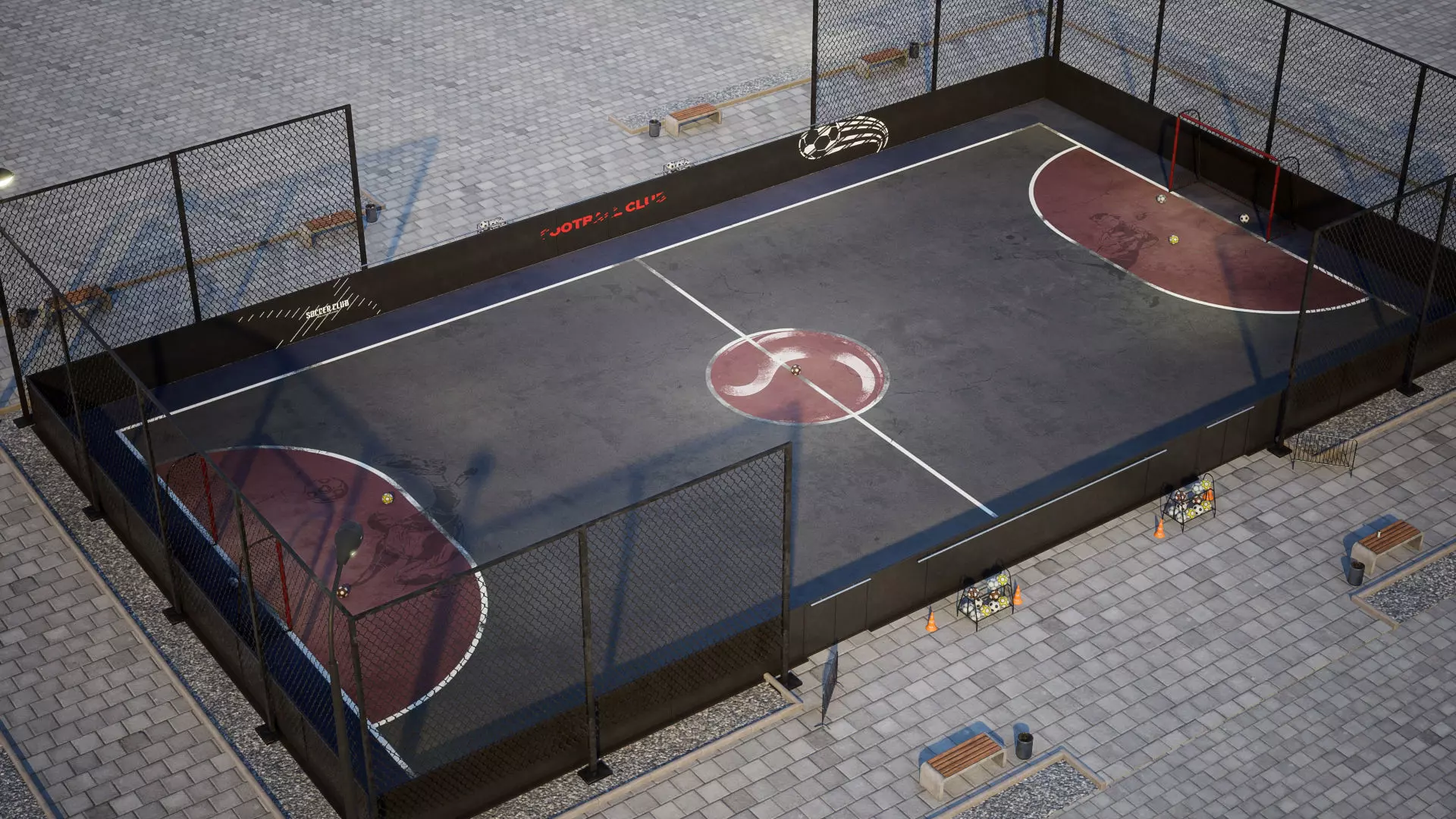 Street football set 1  GameReady UE Low-poly 3D model_0