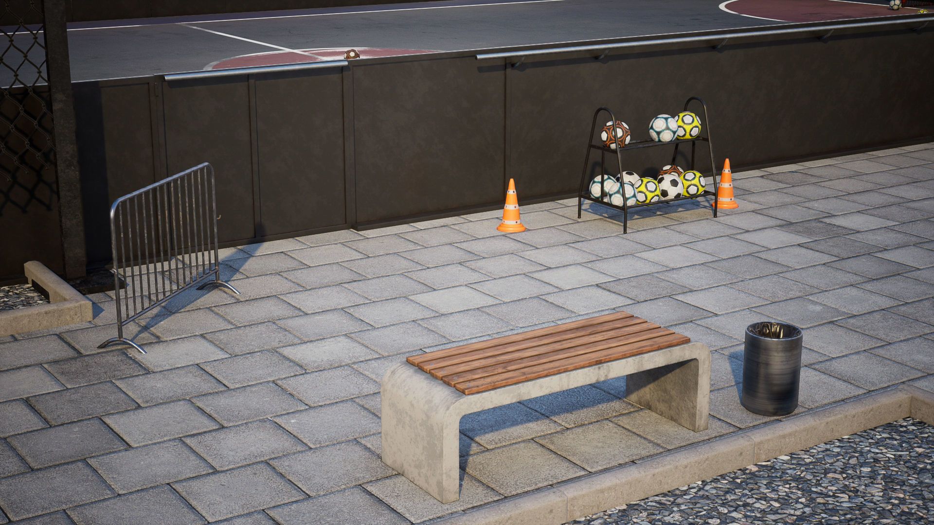 Street football set 1  GameReady UE Low-poly 3D model_3