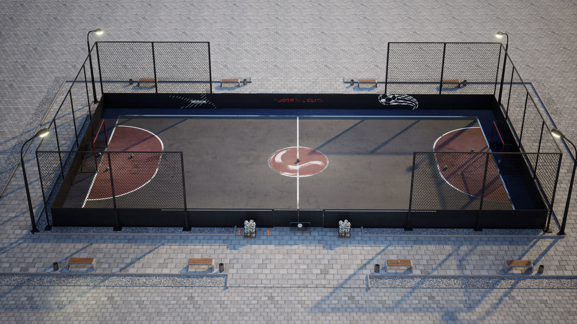 Street football set 1  GameReady UE Low-poly 3D model_2