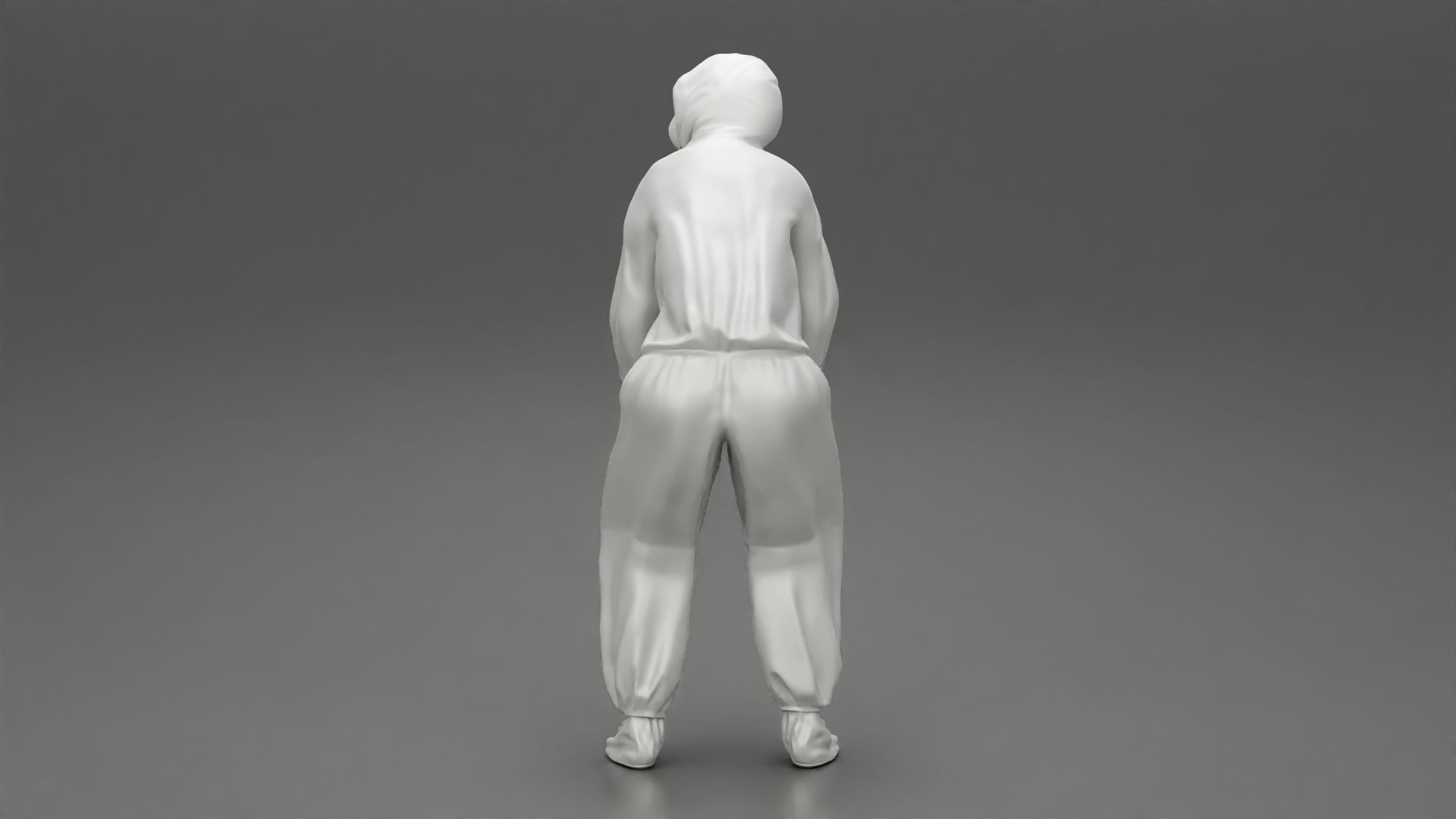 woman wearing antivirus suit standing and pulling up 3D print model_10