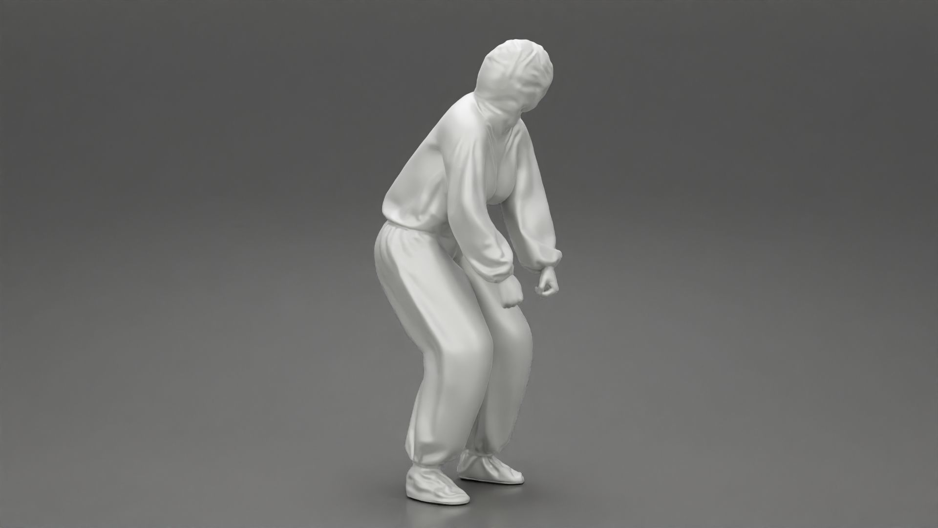 woman wearing antivirus suit standing and pulling up 3D print model_8