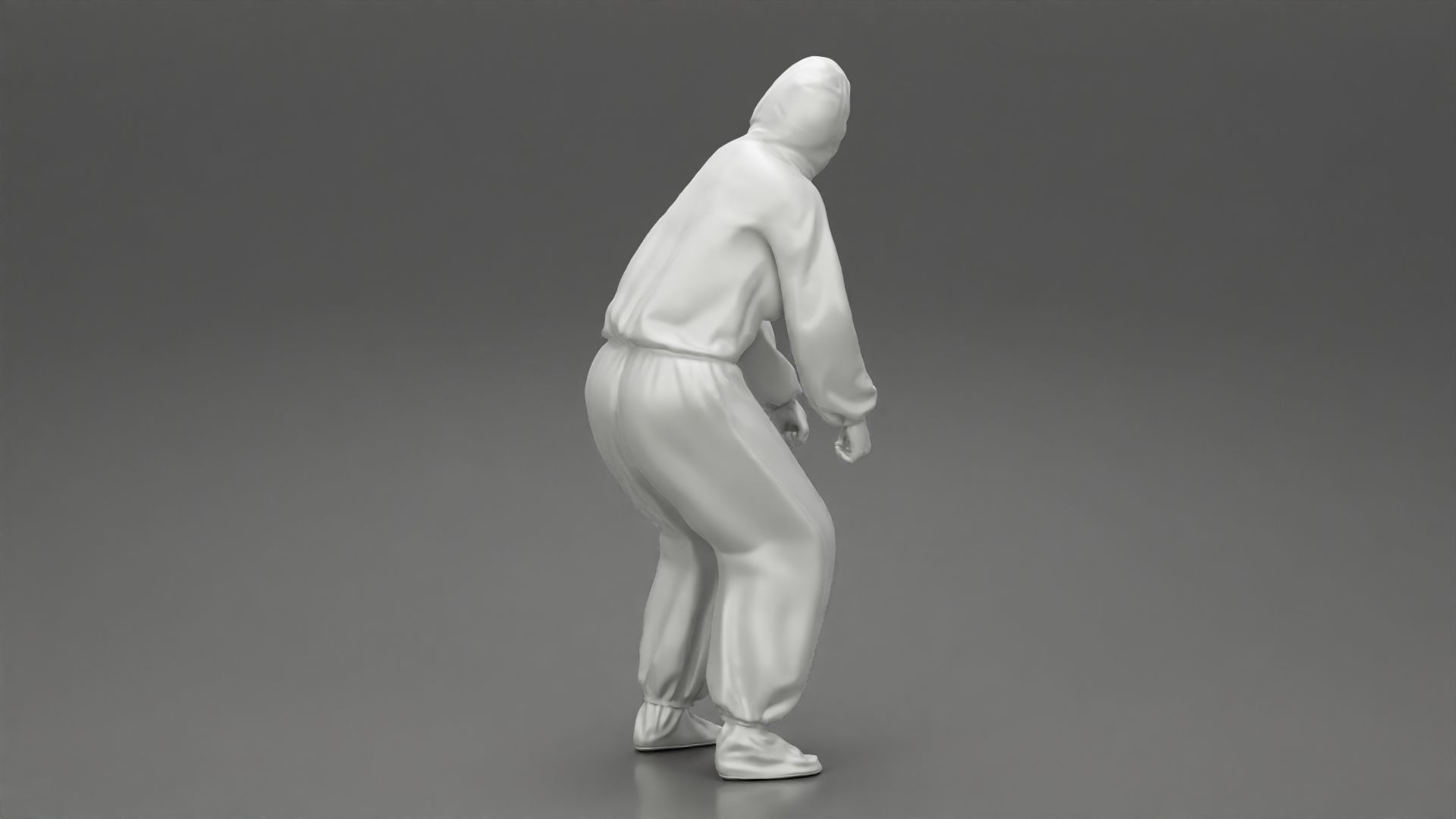 woman wearing antivirus suit standing and pulling up 3D print model_9