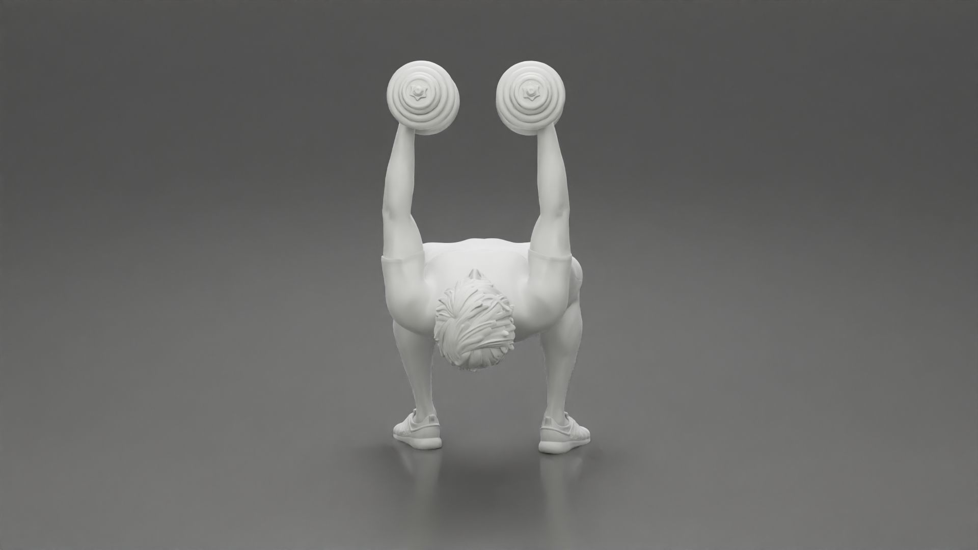 Muscular working out in gym doing exercises with dumbbell chest 3D print model_7