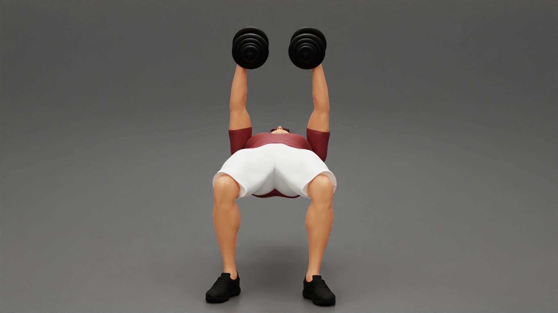 Muscular working out in gym doing exercises with dumbbell chest 3D print model_4