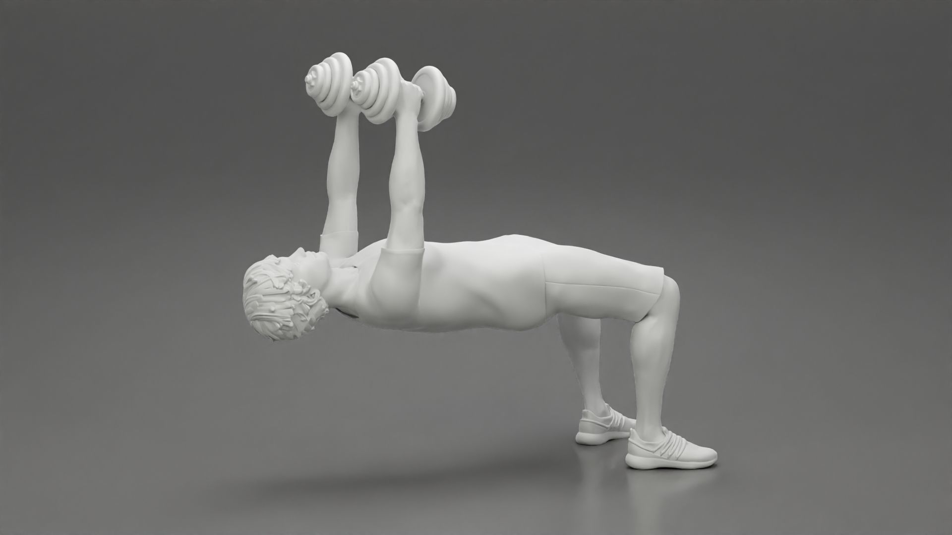 Muscular working out in gym doing exercises with dumbbell chest 3D print model_6