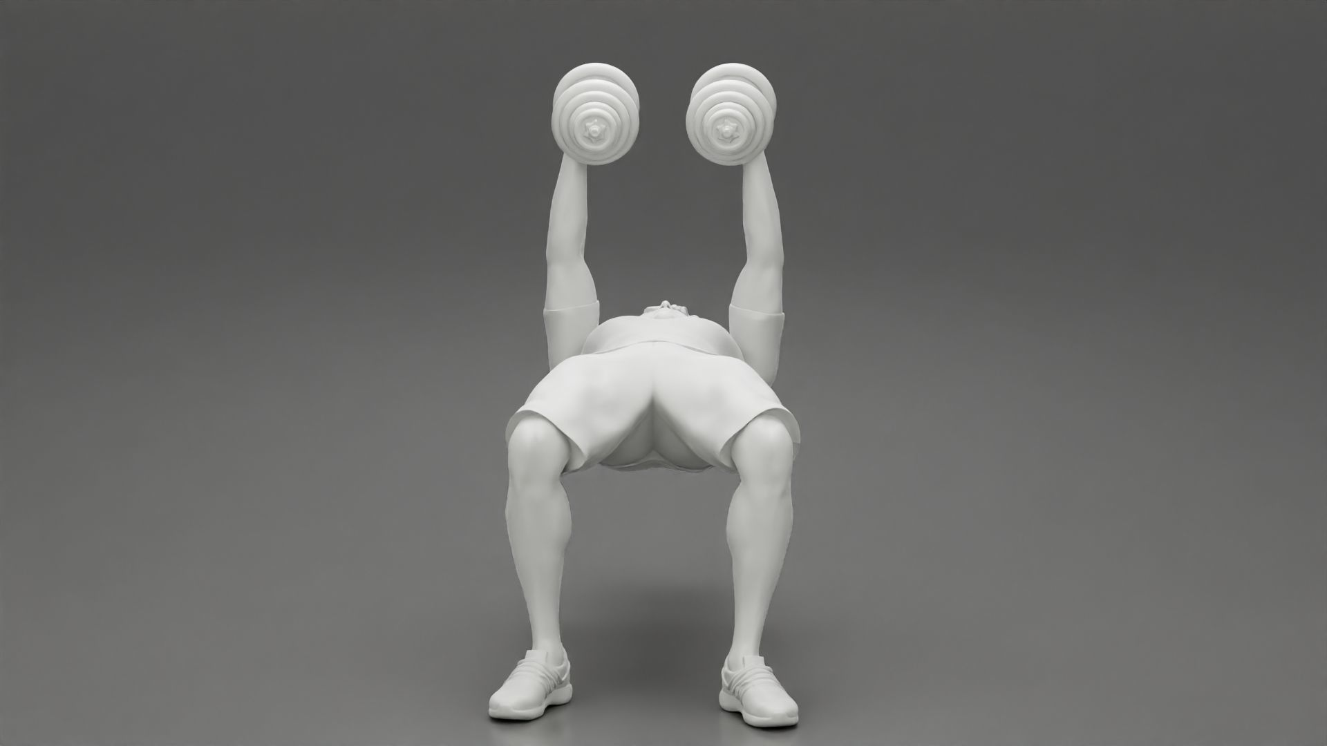 Muscular working out in gym doing exercises with dumbbell chest 3D print model_10