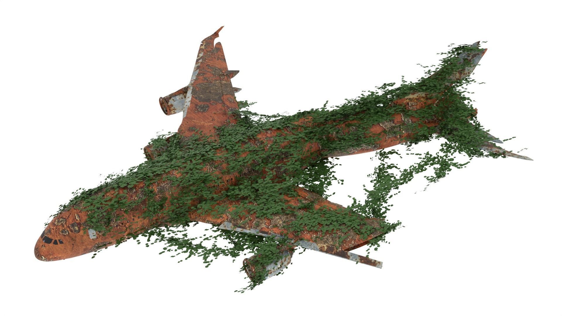 Damaged Rusted Airplane 3D model_3