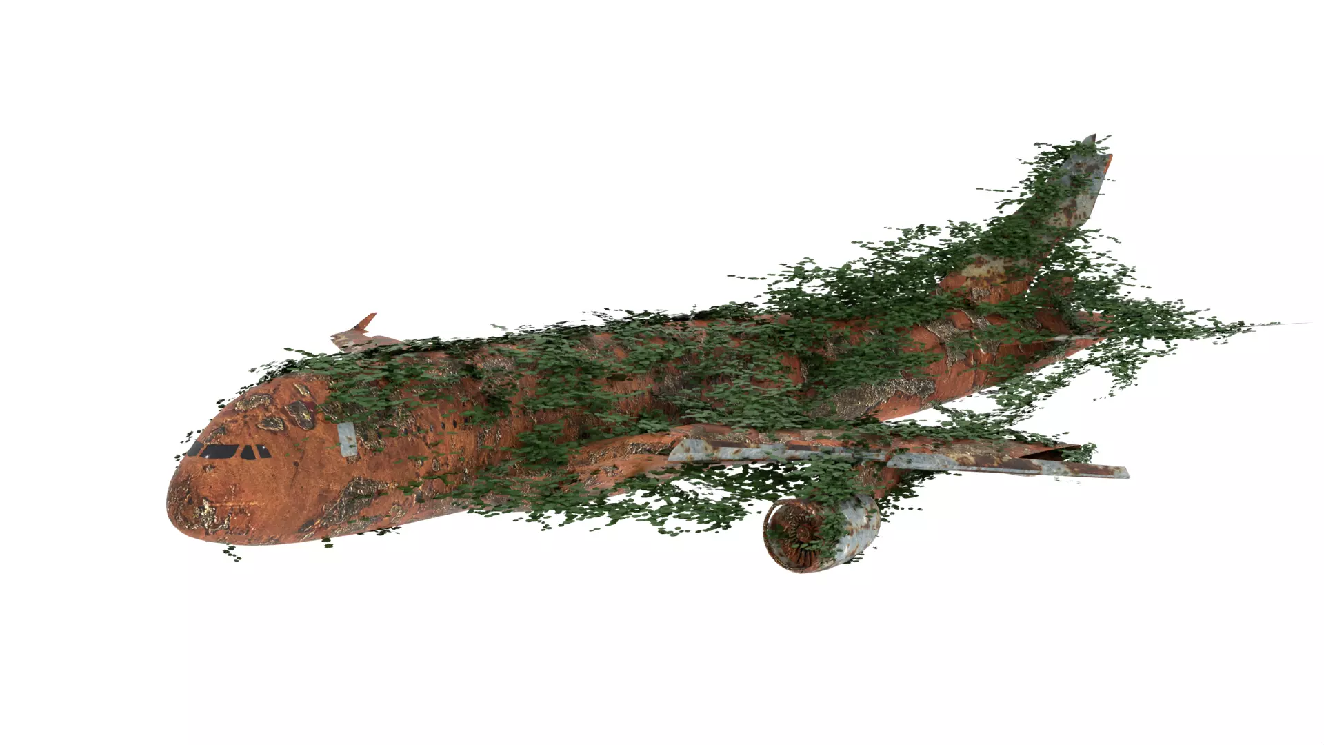 Damaged Rusted Airplane 3D model_0