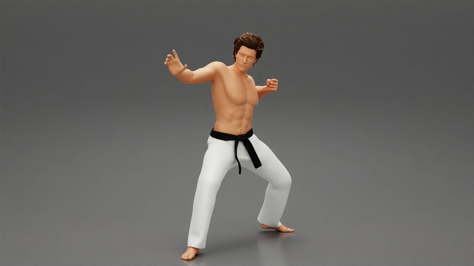 Karate man in a black belt 3D print model_1