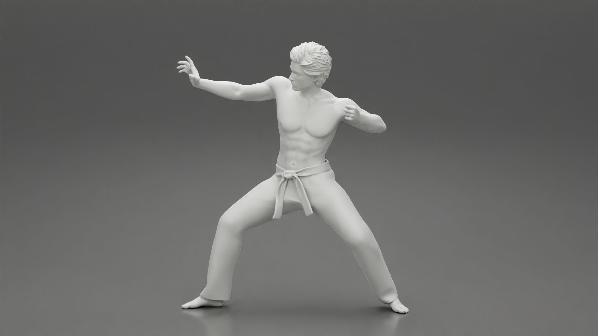 Karate man in a black belt 3D print model_6
