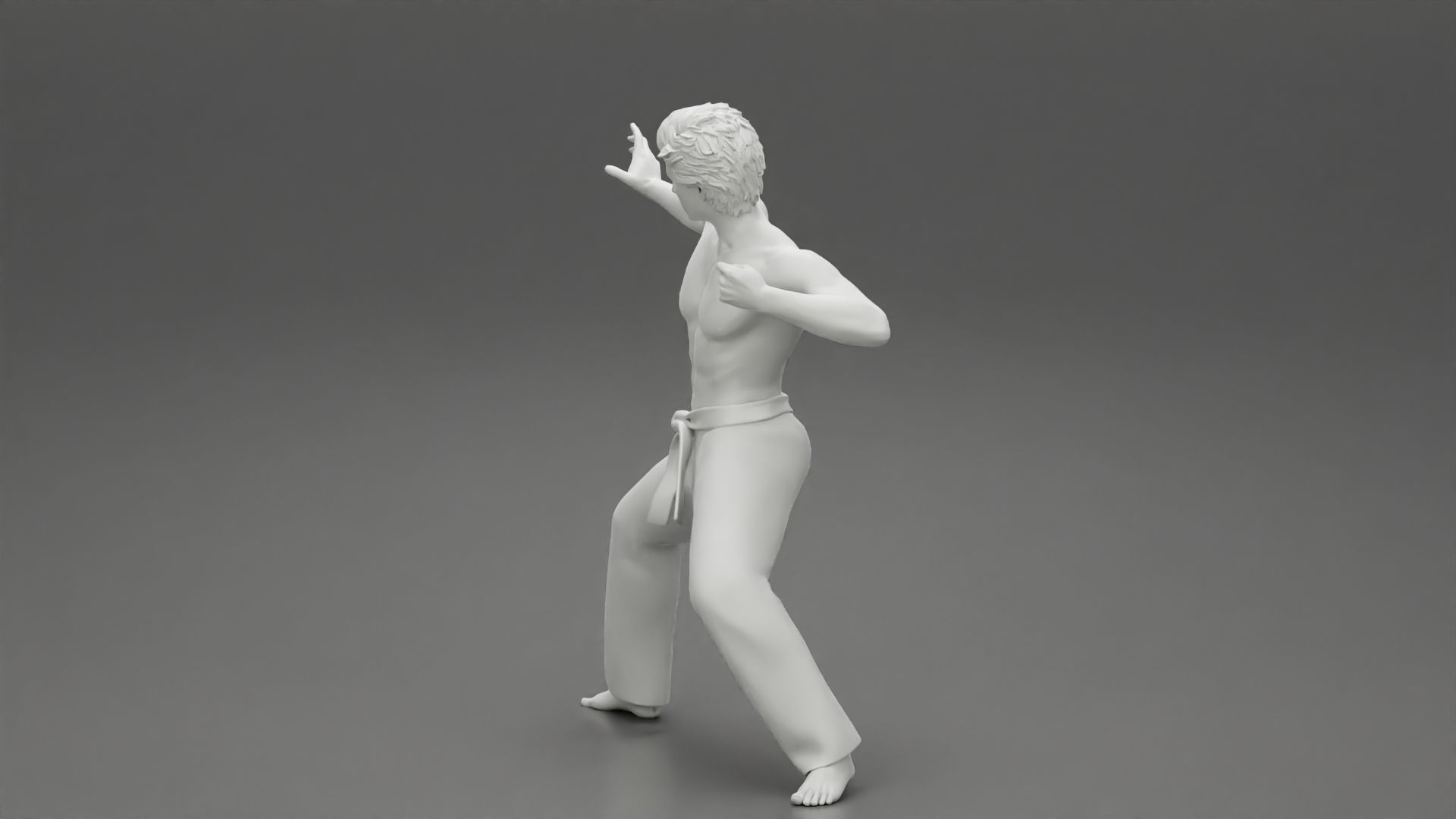 Karate man in a black belt 3D print model_11