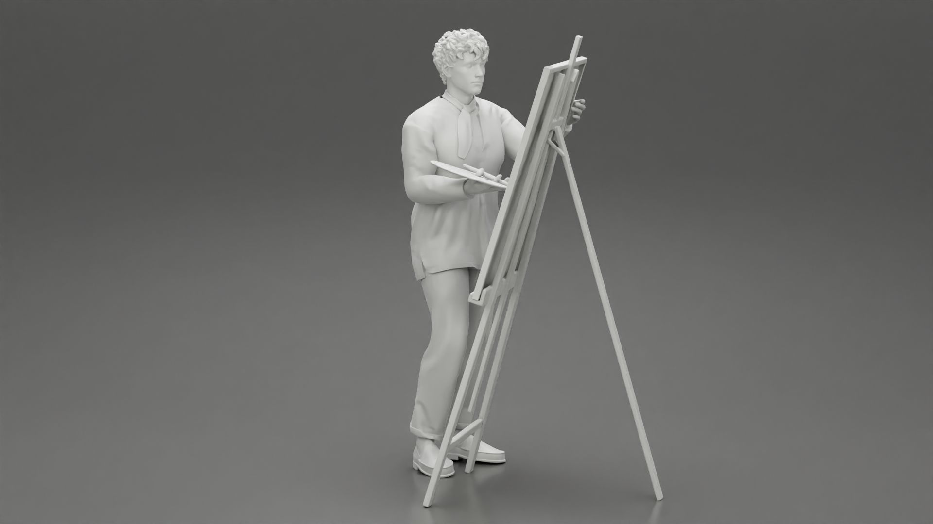 artist painter drawing on canvas 3D print model_6