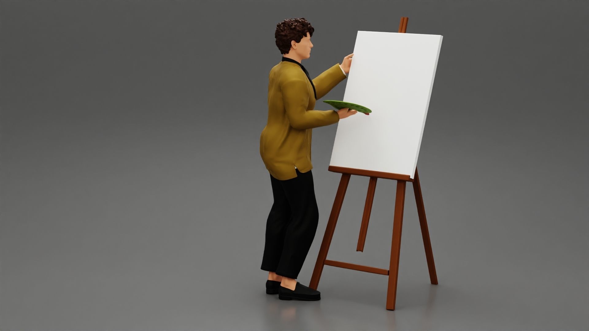 artist painter drawing on canvas 3D print model_1