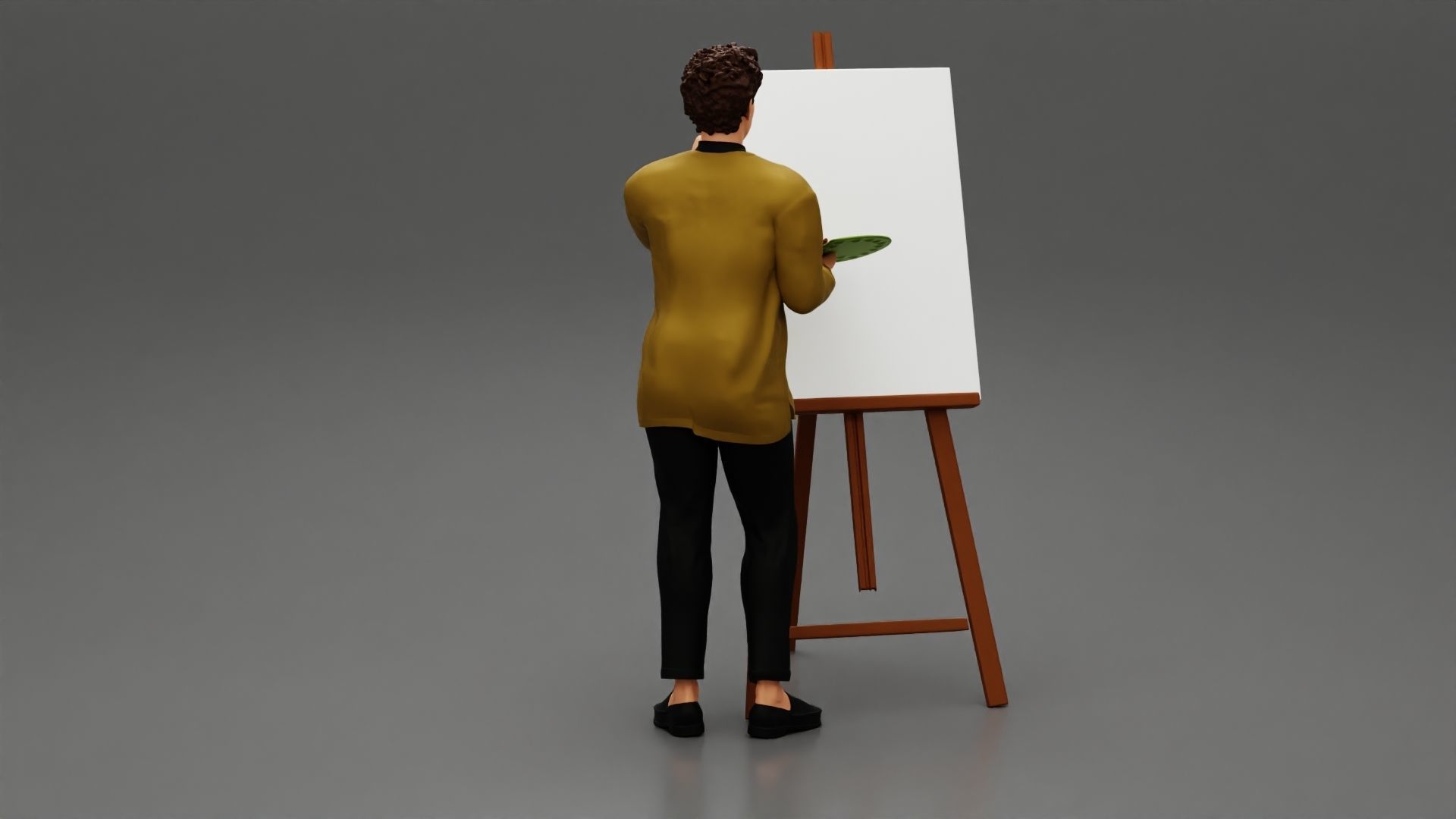artist painter drawing on canvas 3D print model_2